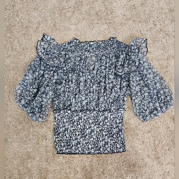 Free People Black Floral Sheer Blouse - Picture 9 of 9